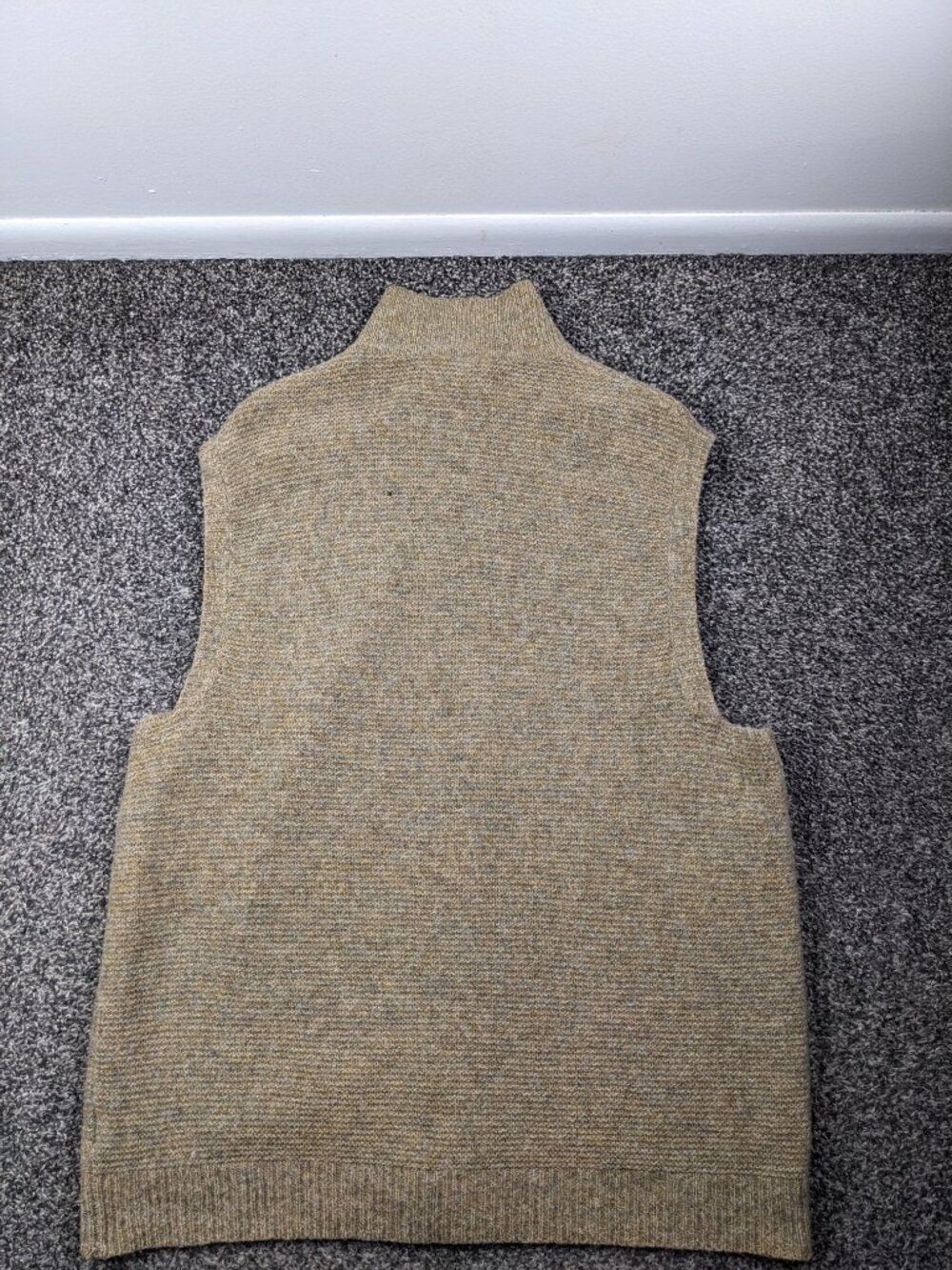 Robert Talbott Vest Sweater Ribbed Lambswool Cardigan Beige Tan Mens XL - Picture 7 of 11
